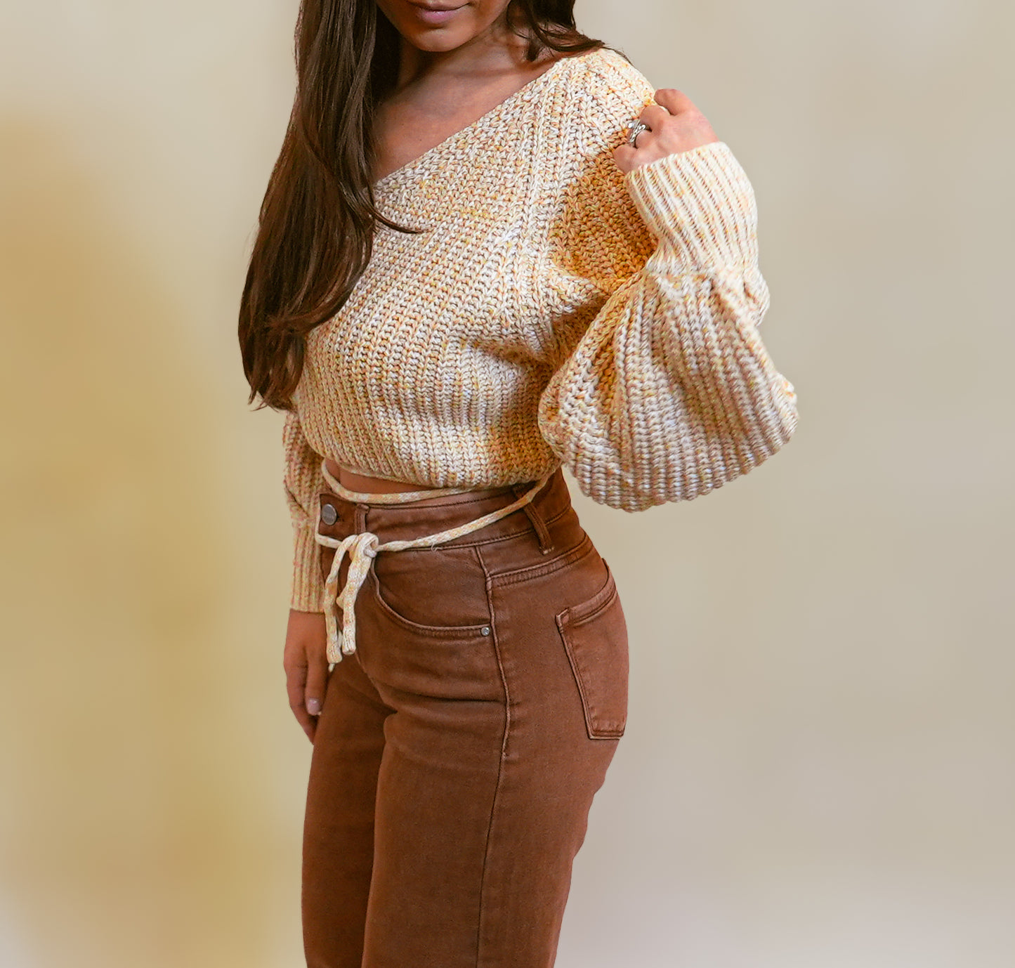 Oatmeal Open Back Sweater