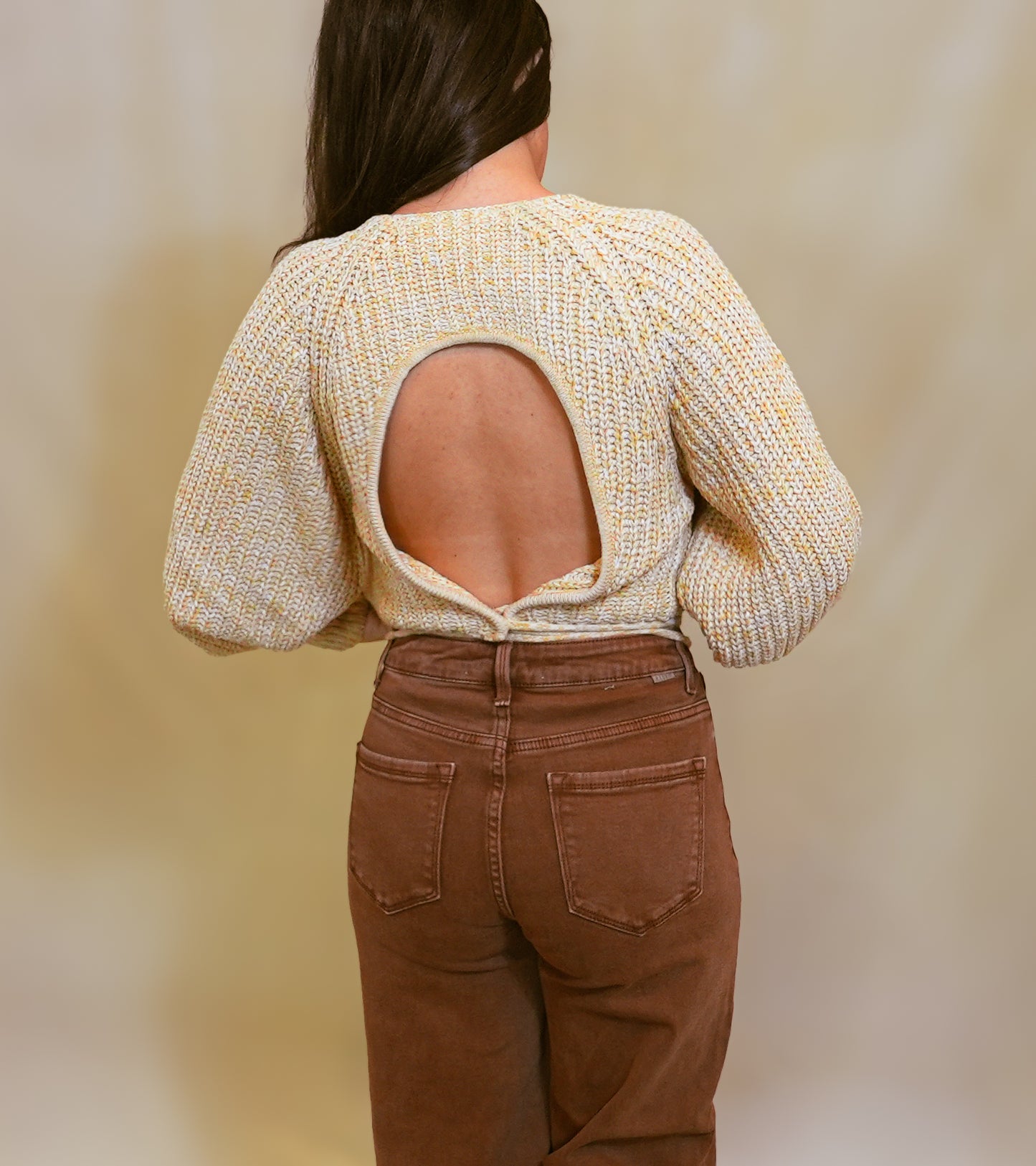 Oatmeal Open Back Sweater