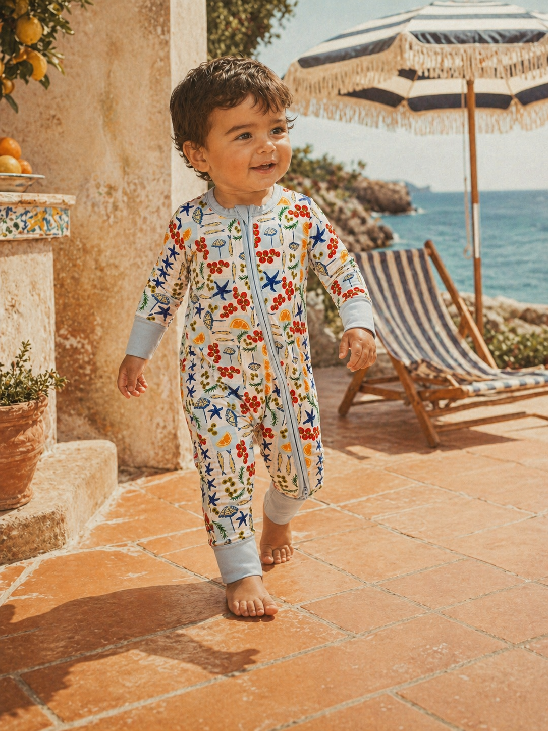 2-Way Zip Romper, Palermo Picnic