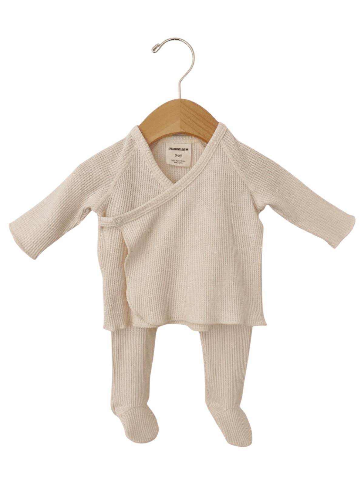 Organic Waffle Kimono & Pant Set, Snow