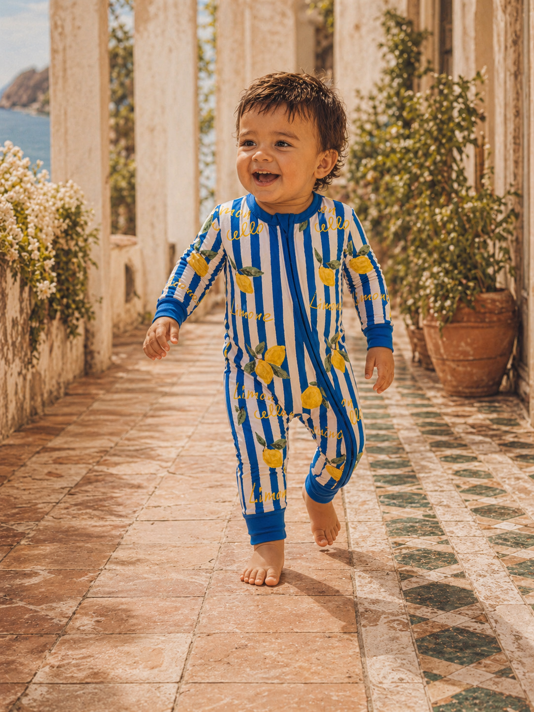 2-Way Zip Romper, Lemon Classico