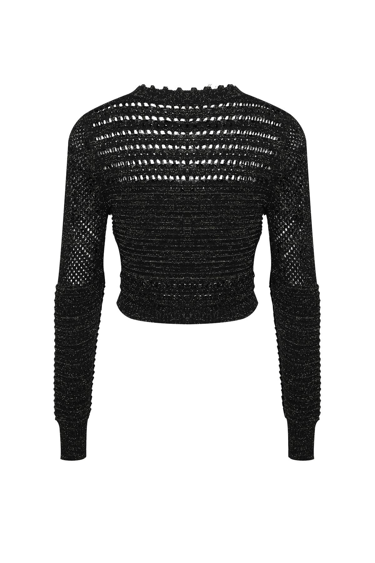 Crochet Lurex Knit Cardigan