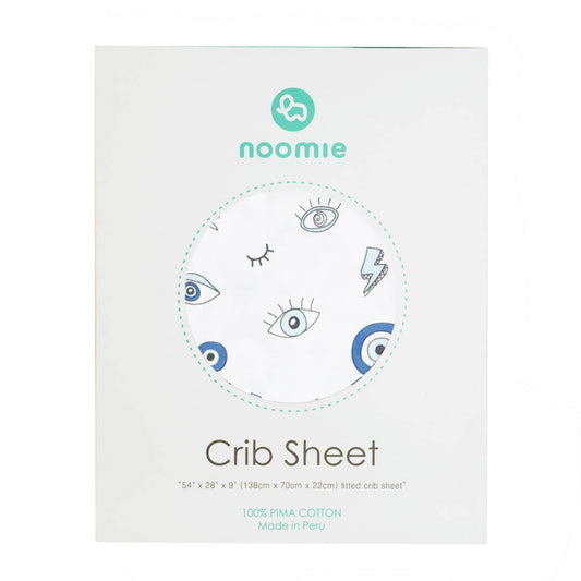 Evil Eye Cotton Crib Sheet in White