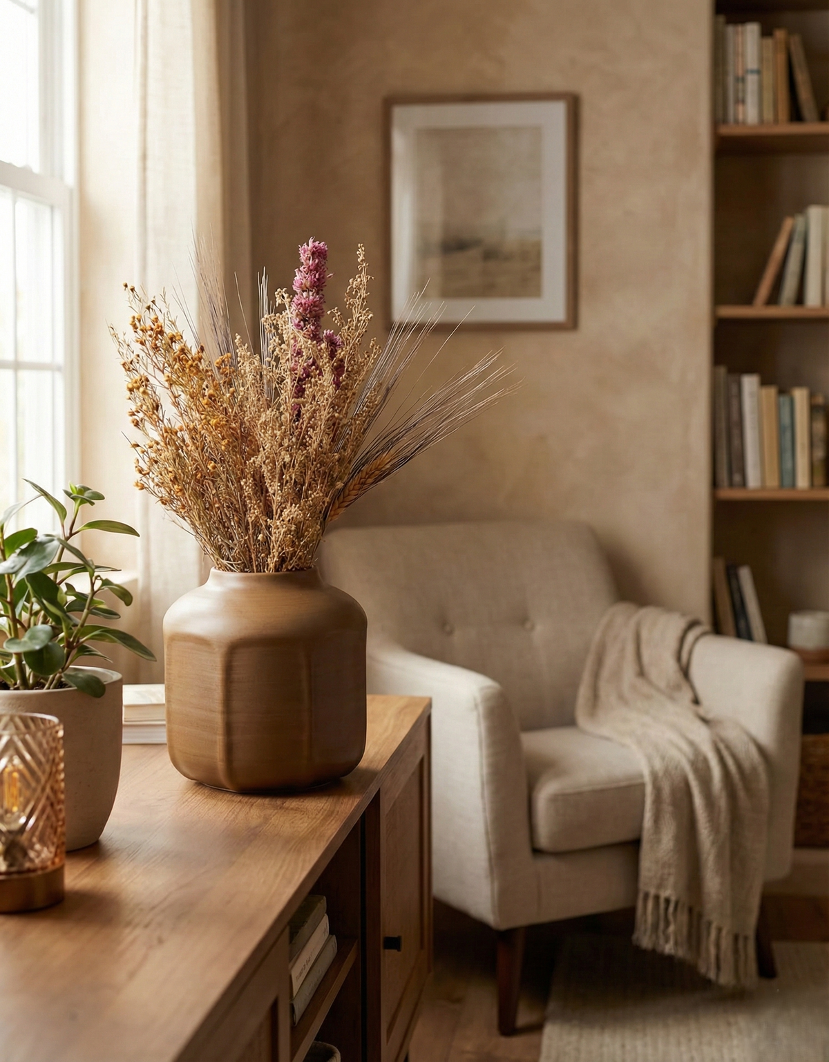 Modern Brown Ceramic Vase, 7in x 6.5in Decor