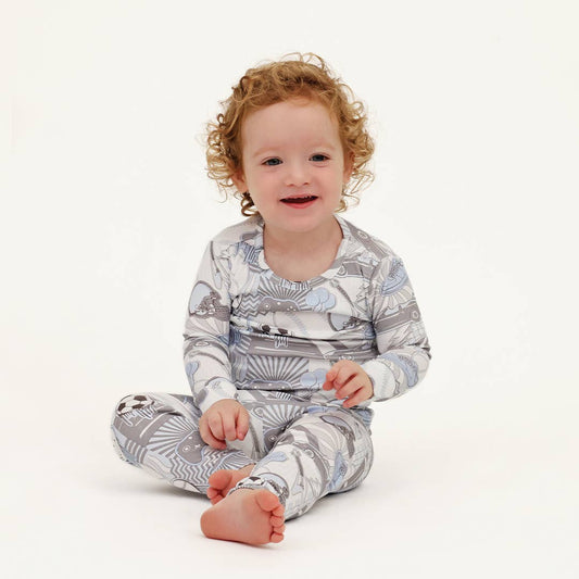 @byjordana Icons Long Sleeve Boy Pajama Set in Blue
