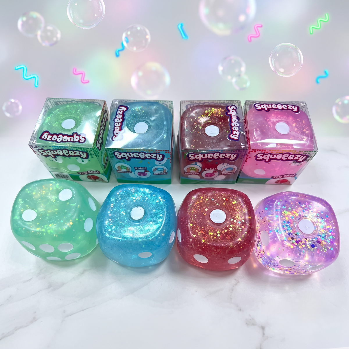 4" Jumbo Glitter Dice Squishy Sensory Toy