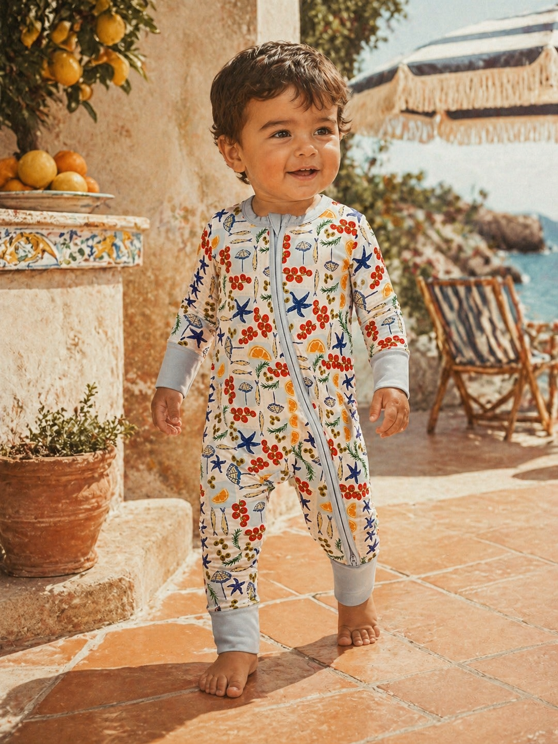 2-Way Zip Romper, Palermo Picnic