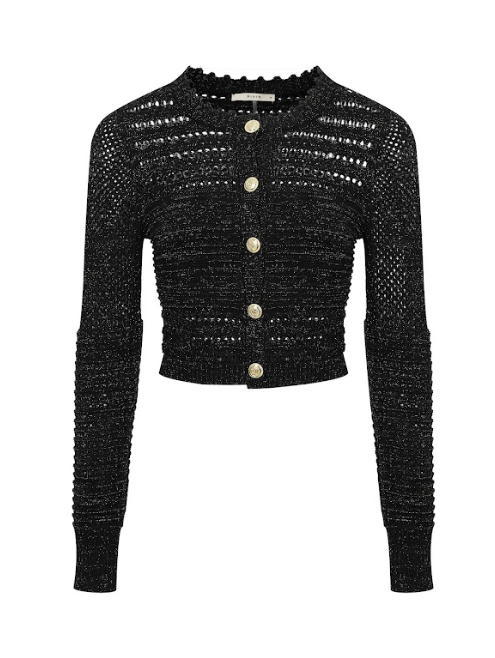 Crochet Lurex Knit Cardigan