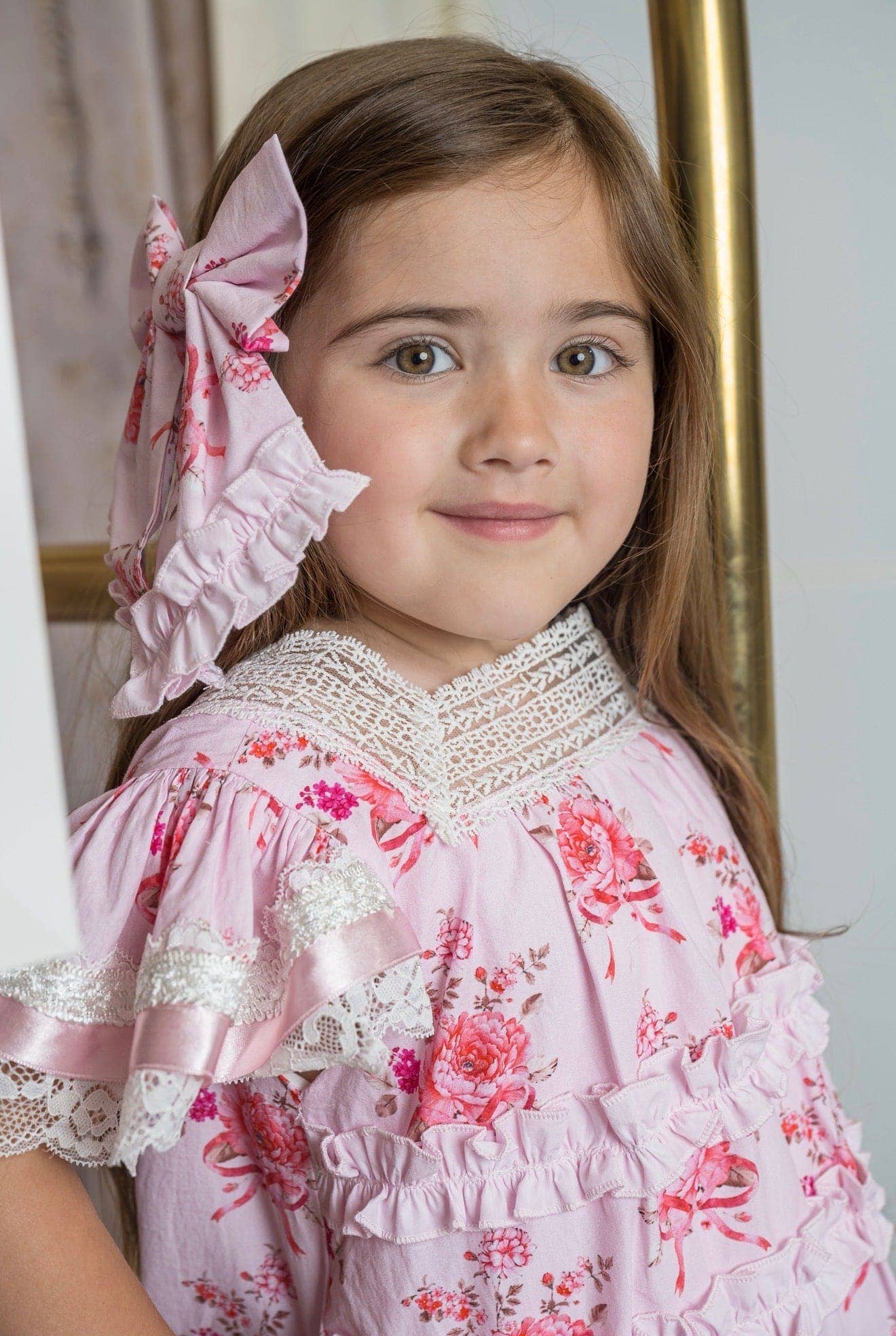 Amelia Pink Flower Print Hair Bow