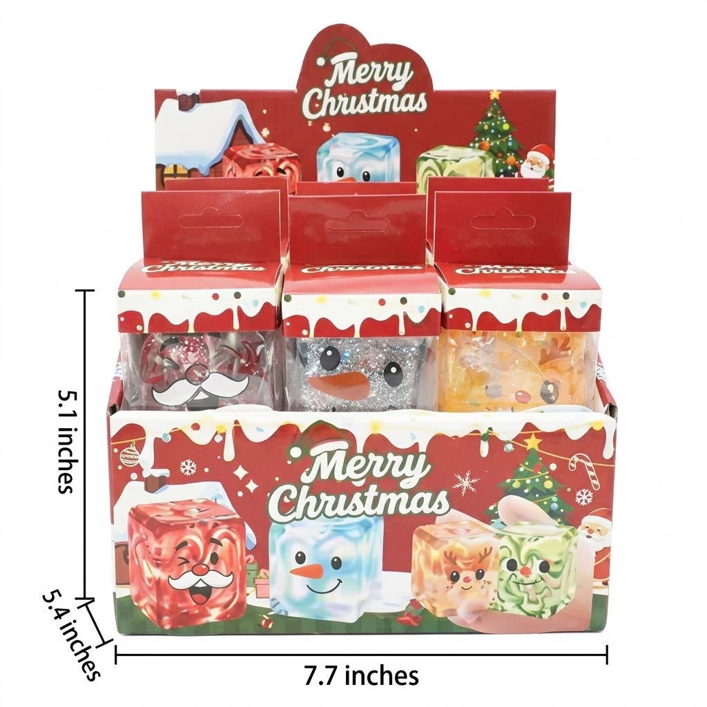 Light-Up Christmas Maltose Cube Squishy Toy - Glitter Colors