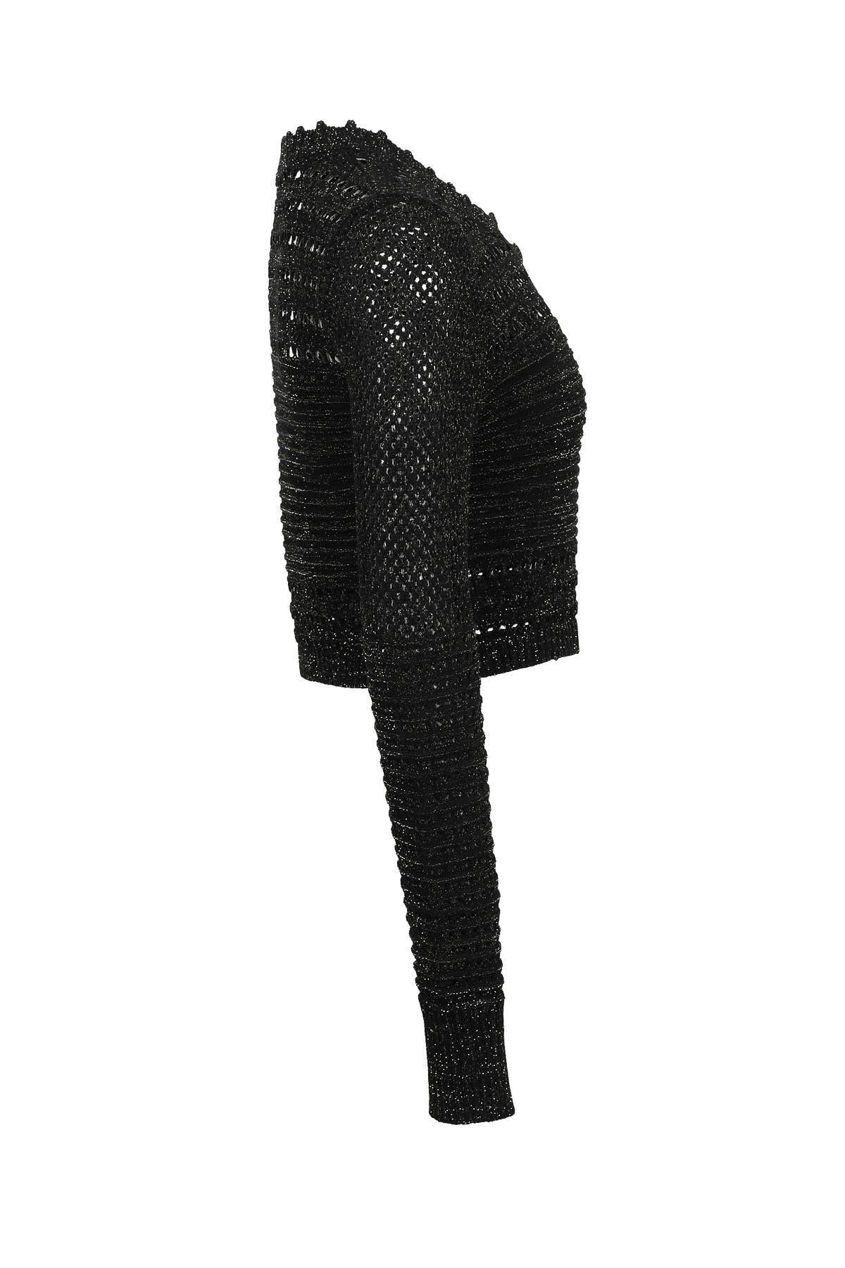 Crochet Lurex Knit Cardigan