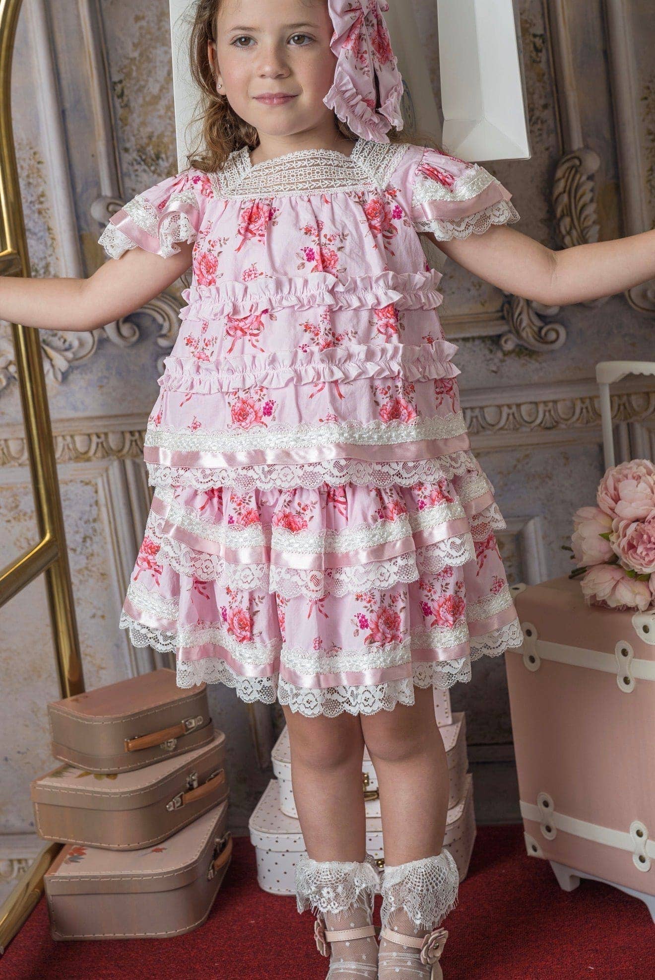 Amelia Pink Flower Print Short Sleeve Top