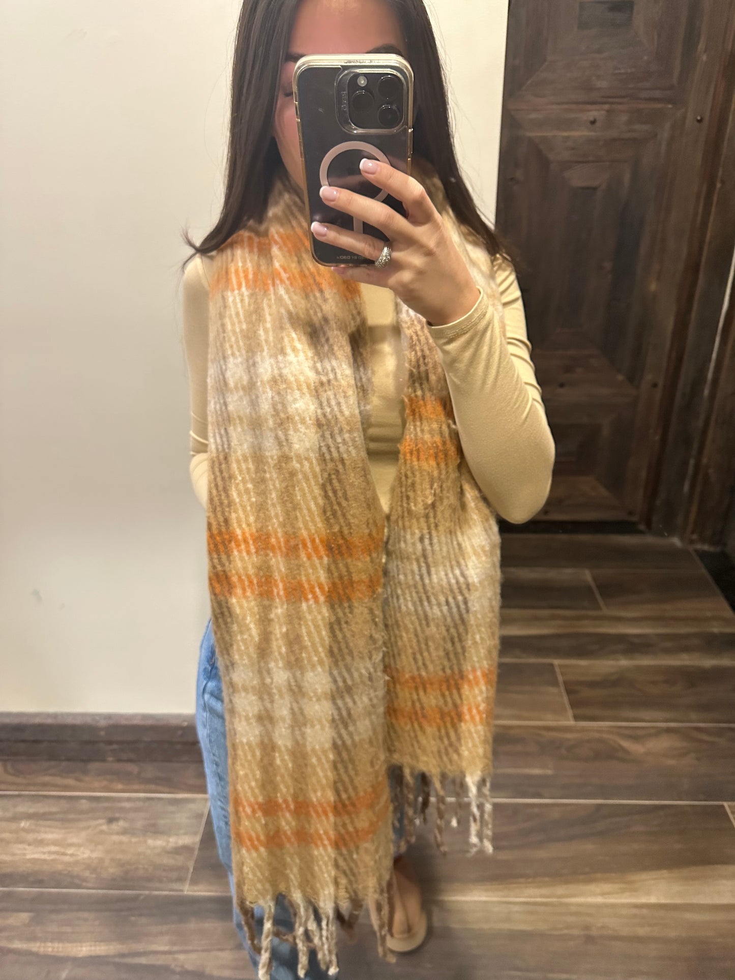 Oversized Check Scarf