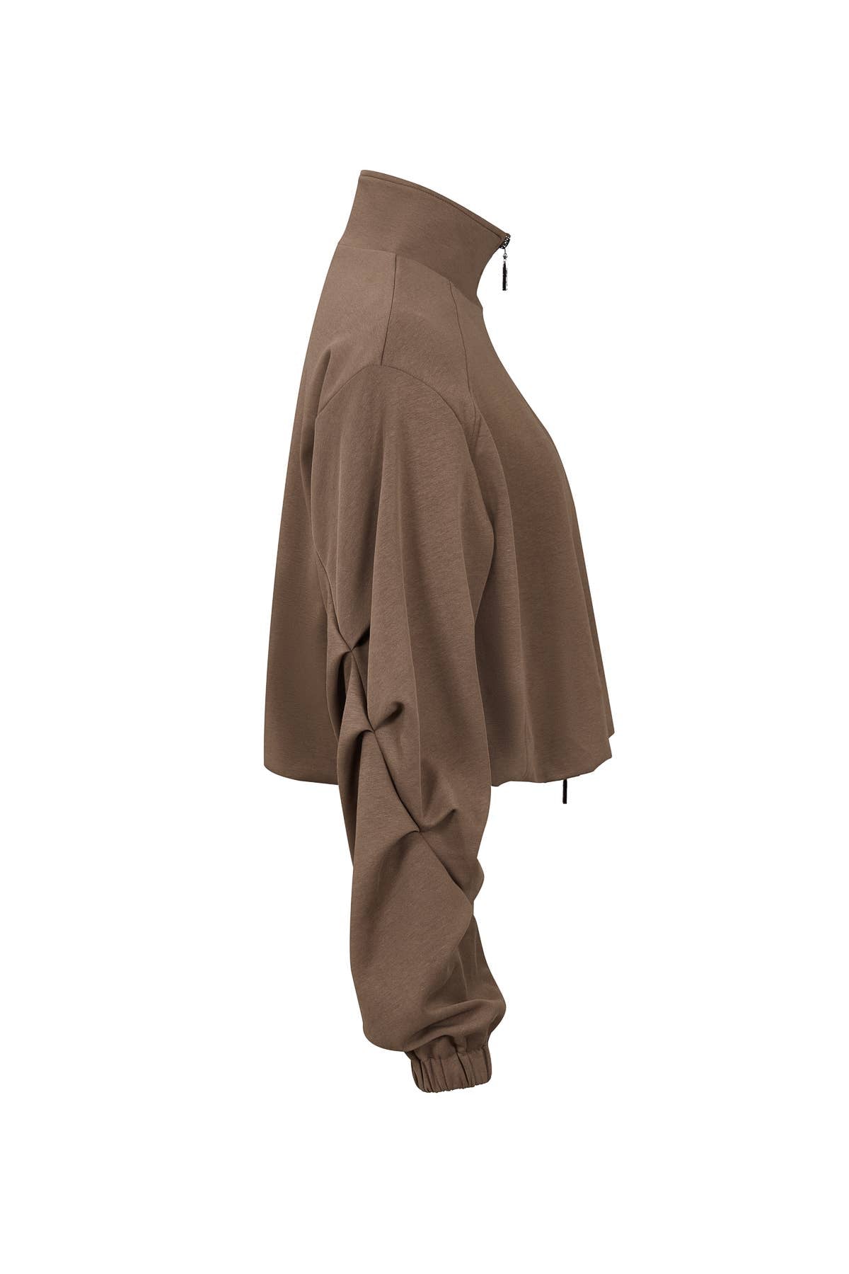Pleated Sleeves Knit Jacket