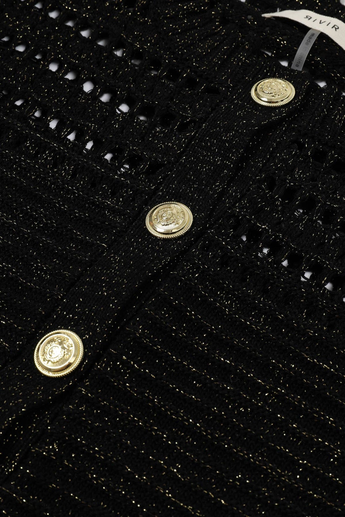 Crochet Lurex Knit Cardigan