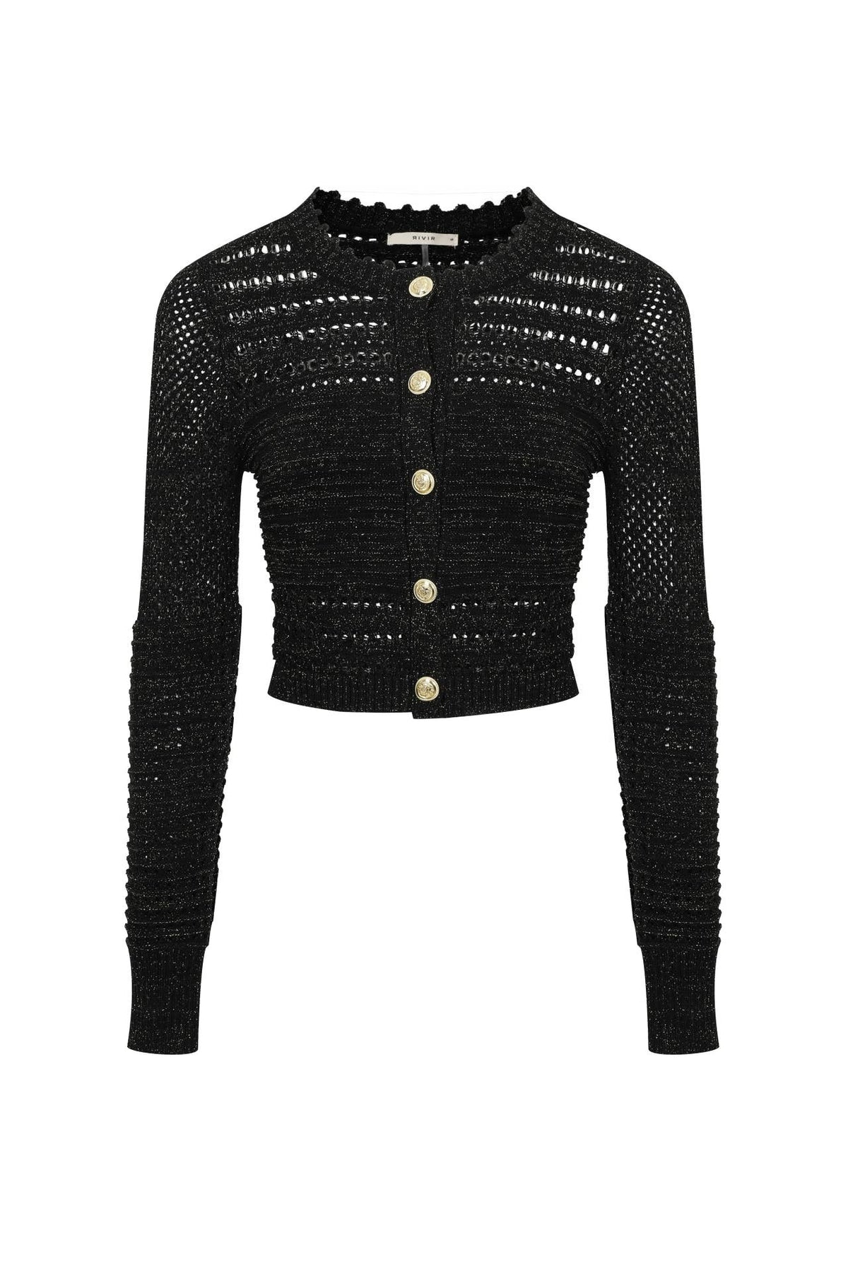 Crochet Lurex Knit Cardigan