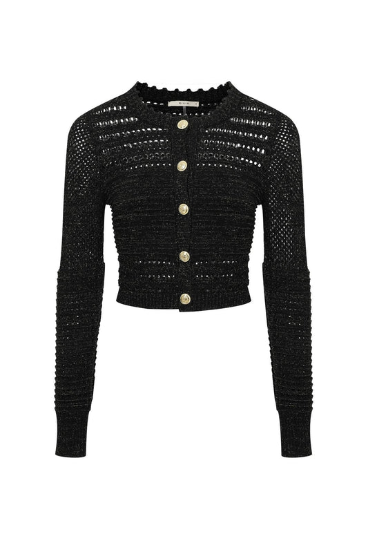 Crochet Lurex Knit Cardigan