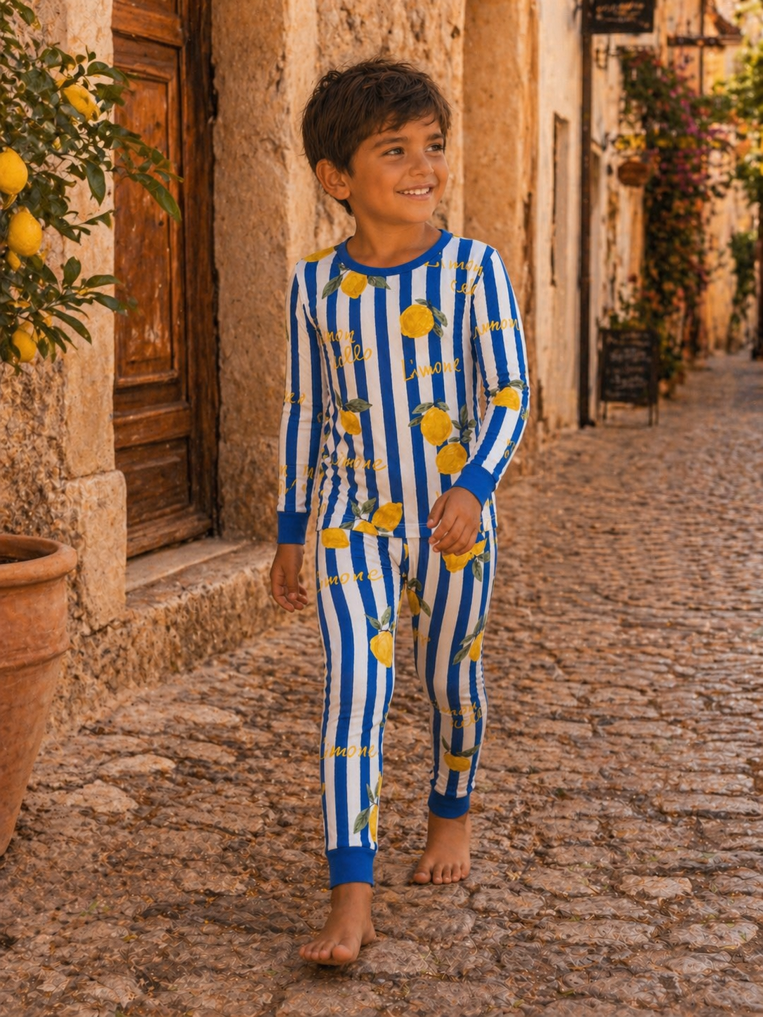 Long Sleeve 2-Piece Set, Lemon Classico