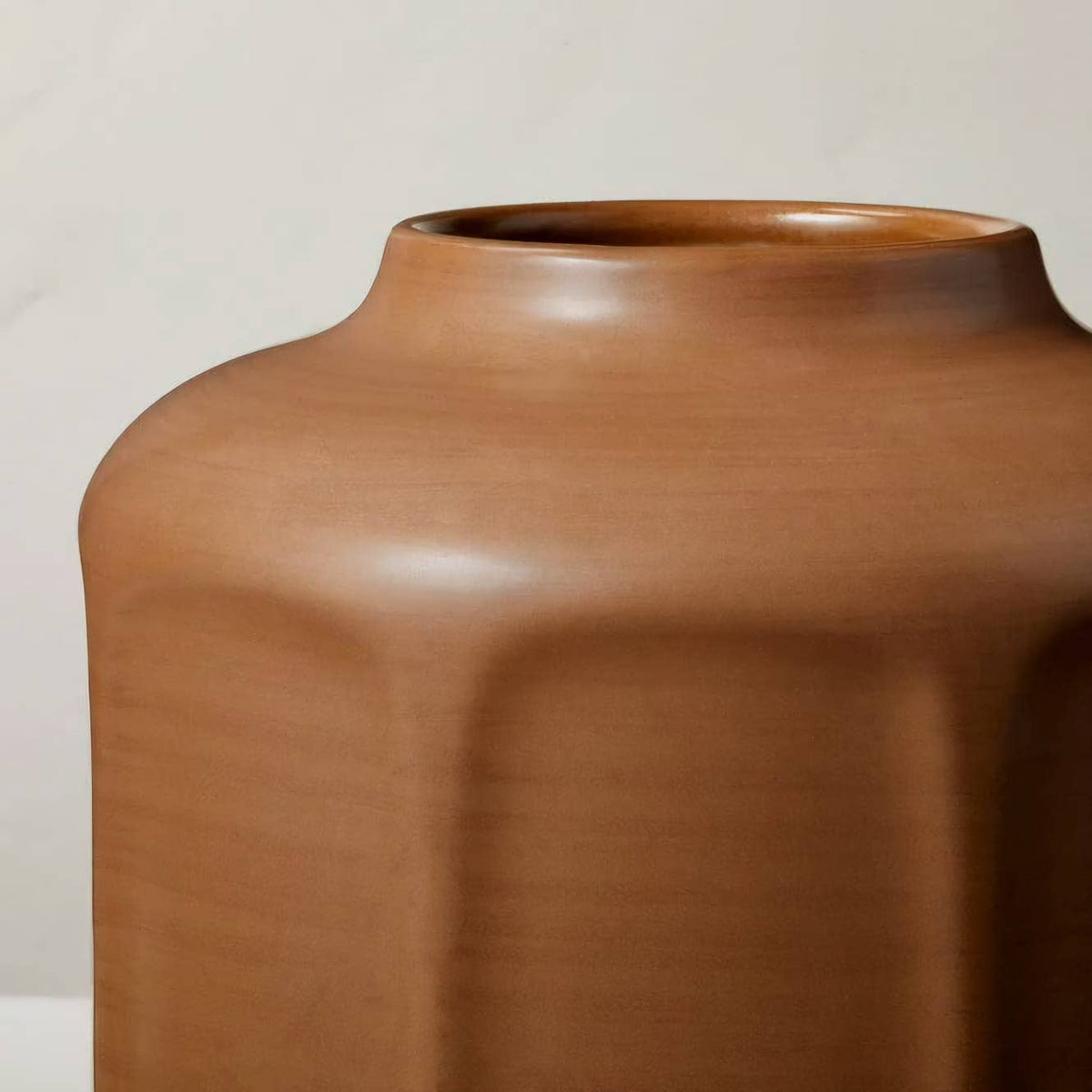 Modern Brown Ceramic Vase, 7in x 6.5in Decor