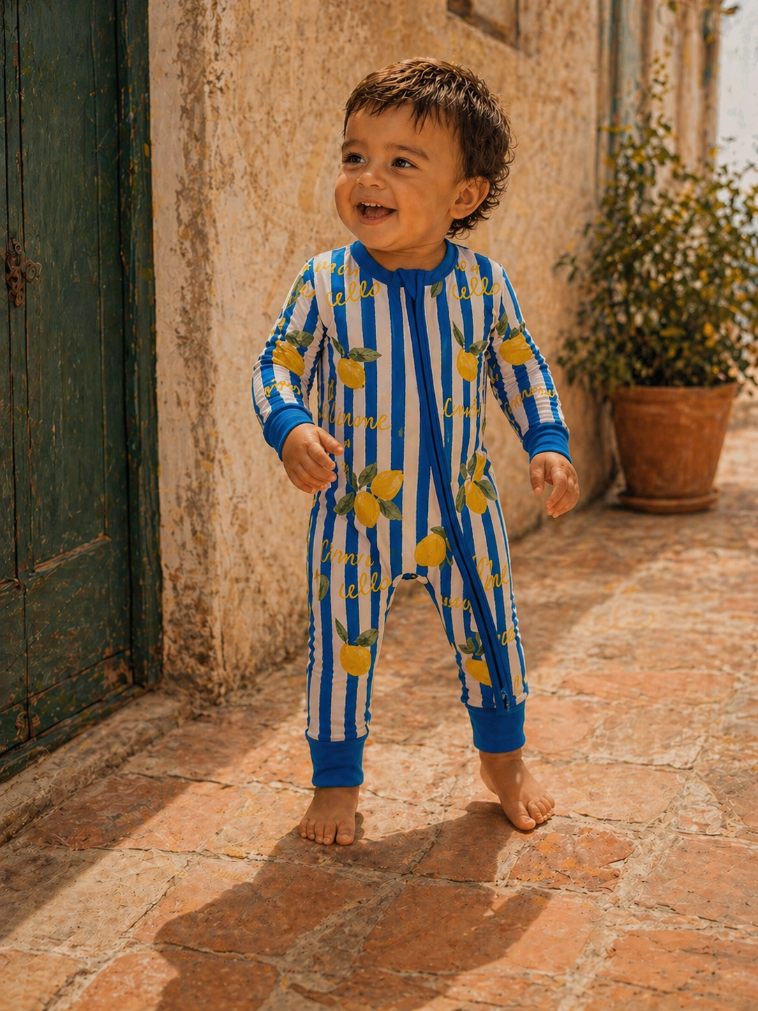 2-Way Zip Romper, Lemon Classico