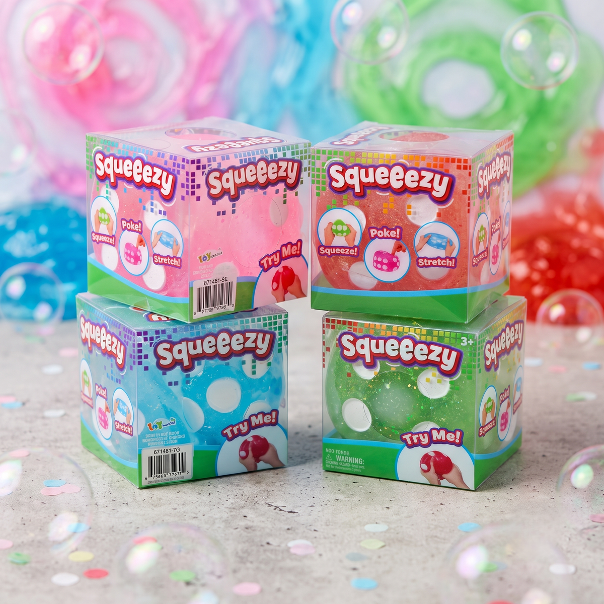 4" Jumbo Glitter Dice Squishy Sensory Toy