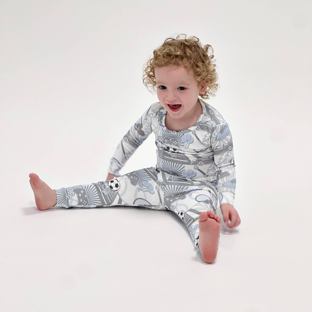 @byjordana Icons Long Sleeve Boy Pajama Set in Blue