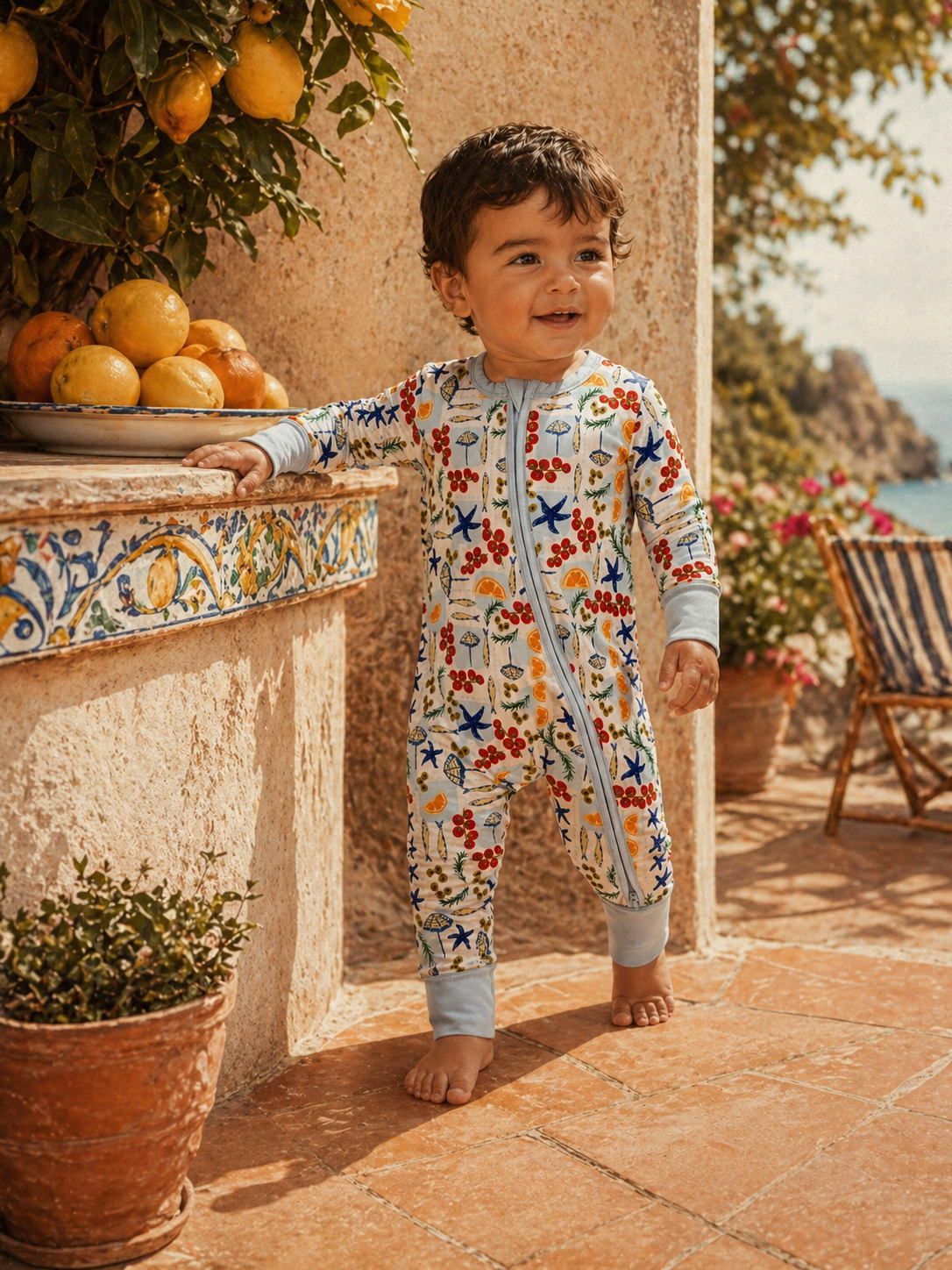 2-Way Zip Romper, Palermo Picnic
