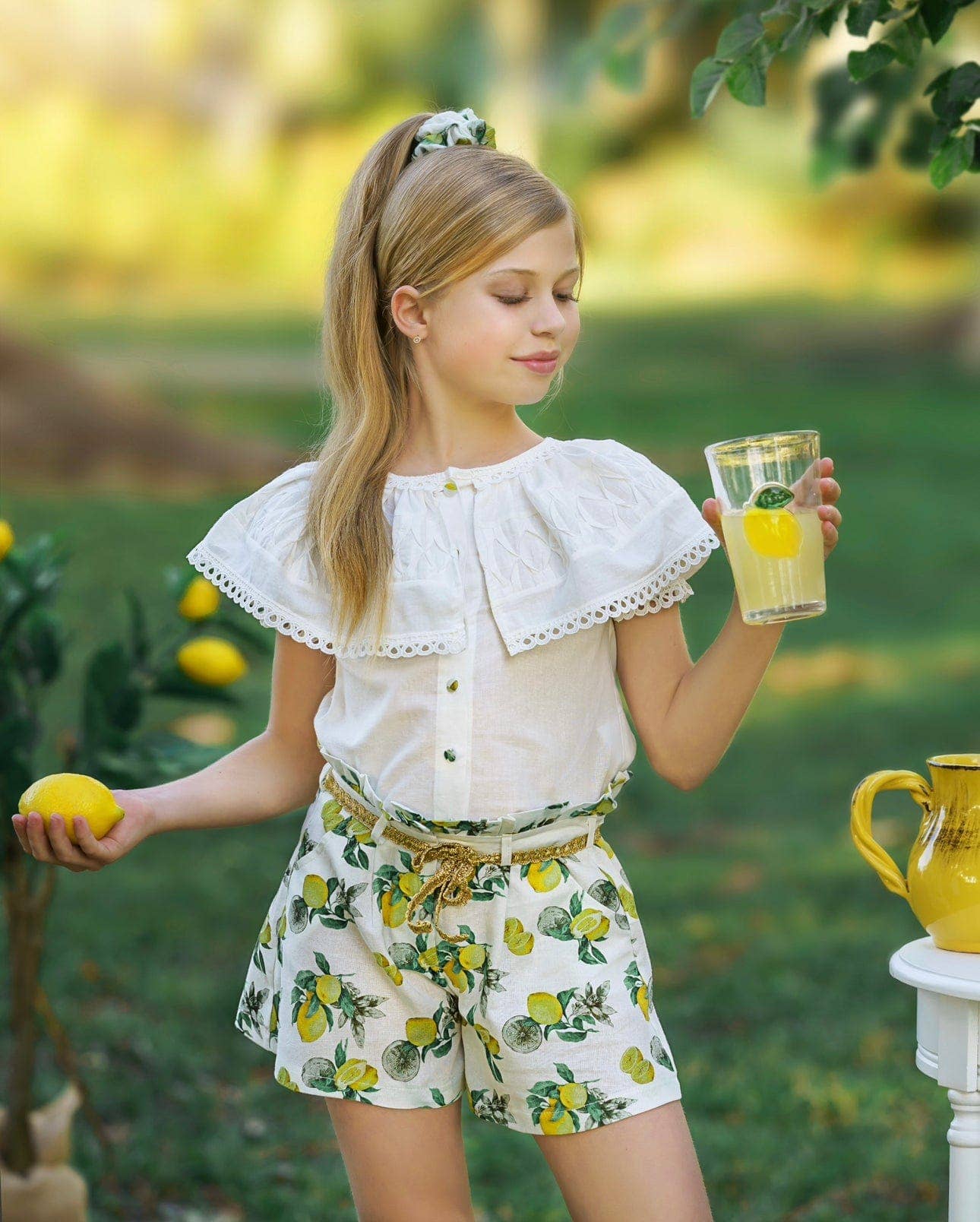 Amalfi Lemon Blouse and Shorts Set